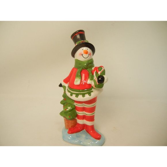 Snowman dandy, 9 in. standing ceramic hand painted snowman  with top hat - Picture 11 of 11